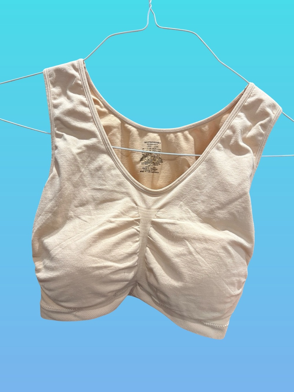 Seamless beige Scoop-Neck Crop nursing bra